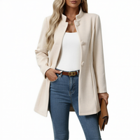 Jessamine button front A-line coat in Cream