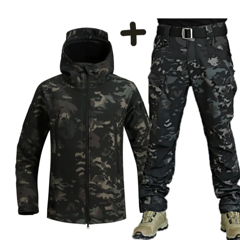 Caius men's tactical set in Black Camouflage