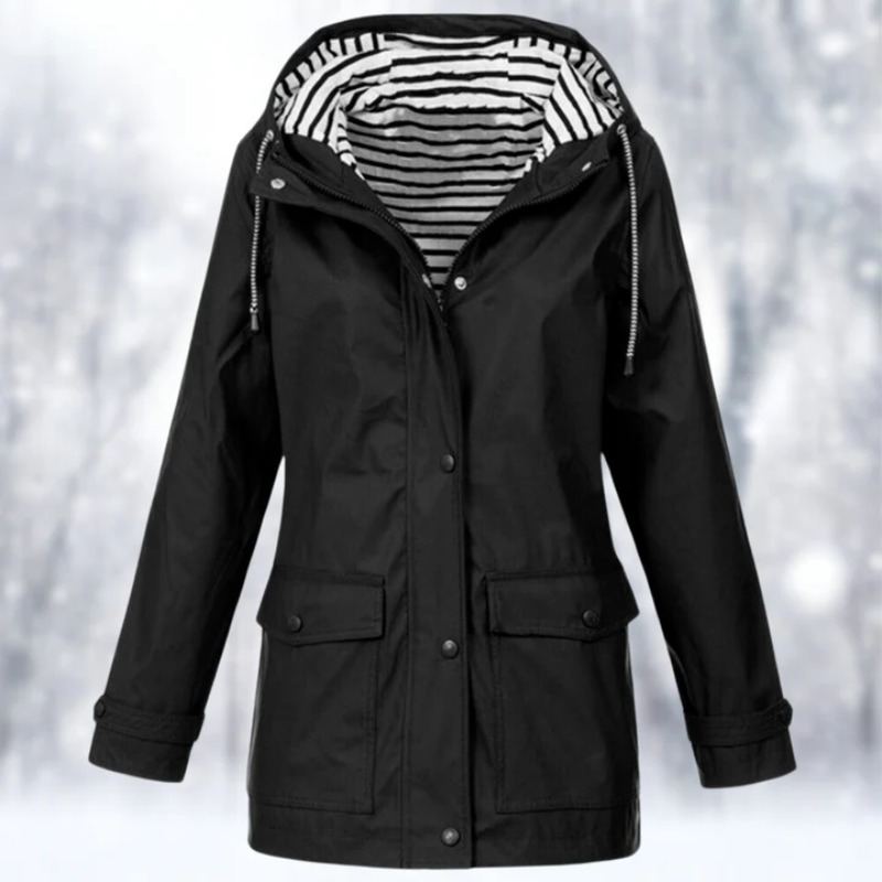 Leonora hooded raincoat in Black