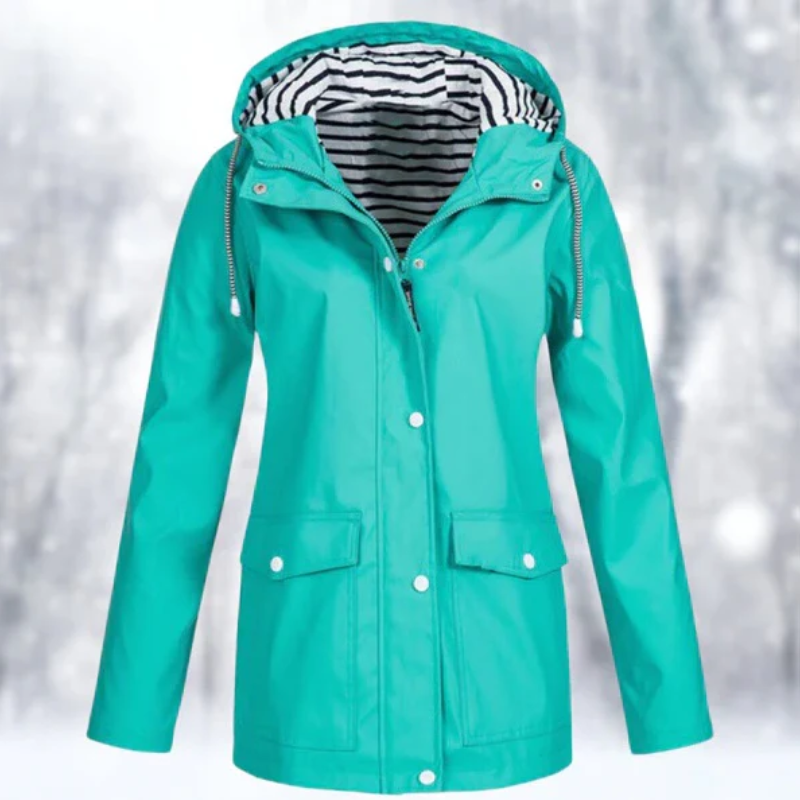 Leonora | Women's Hooded Button-Front Raincoat