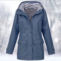 Leonora hooded raincoat in Navy Blue