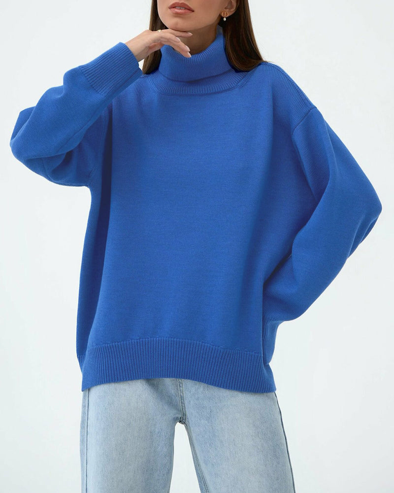 Margery oversized turtleneck jumper in Blue