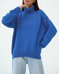 Margery oversized turtleneck jumper in Blue