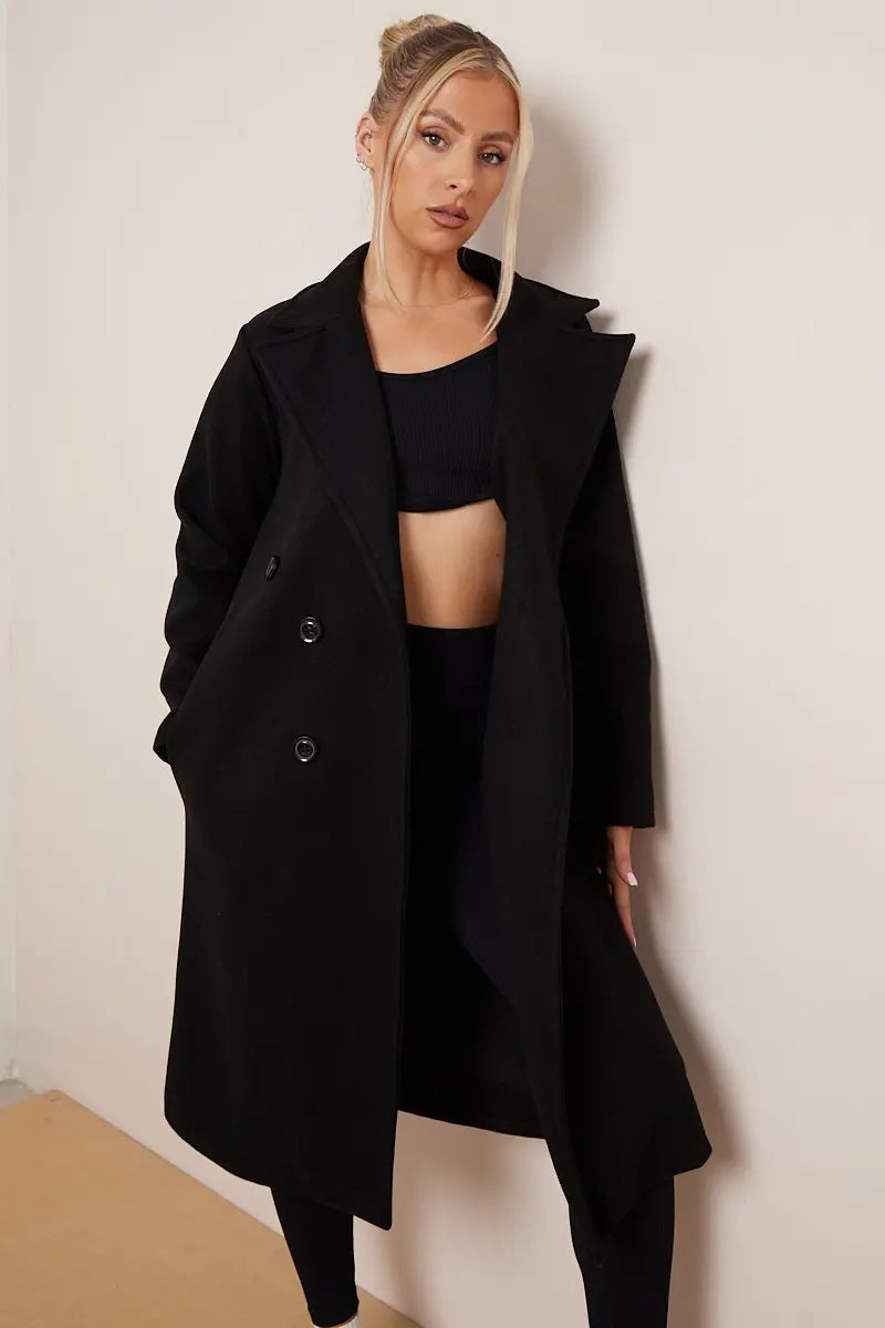 Euphemia double breasted long coat additional view 7