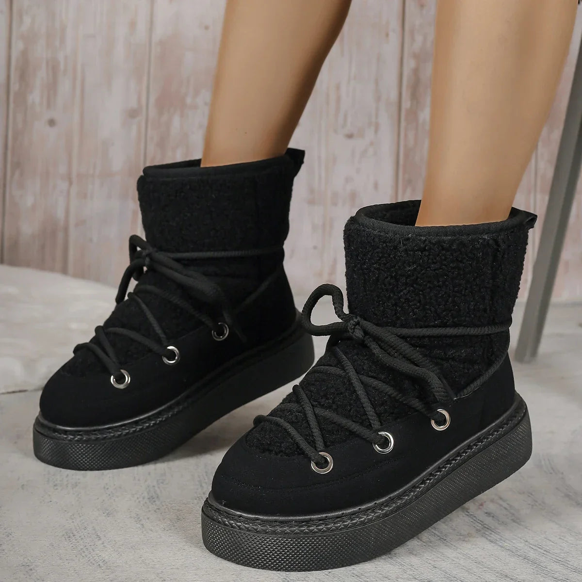 Lucasta orthopedic lace-up ankle boots in Black