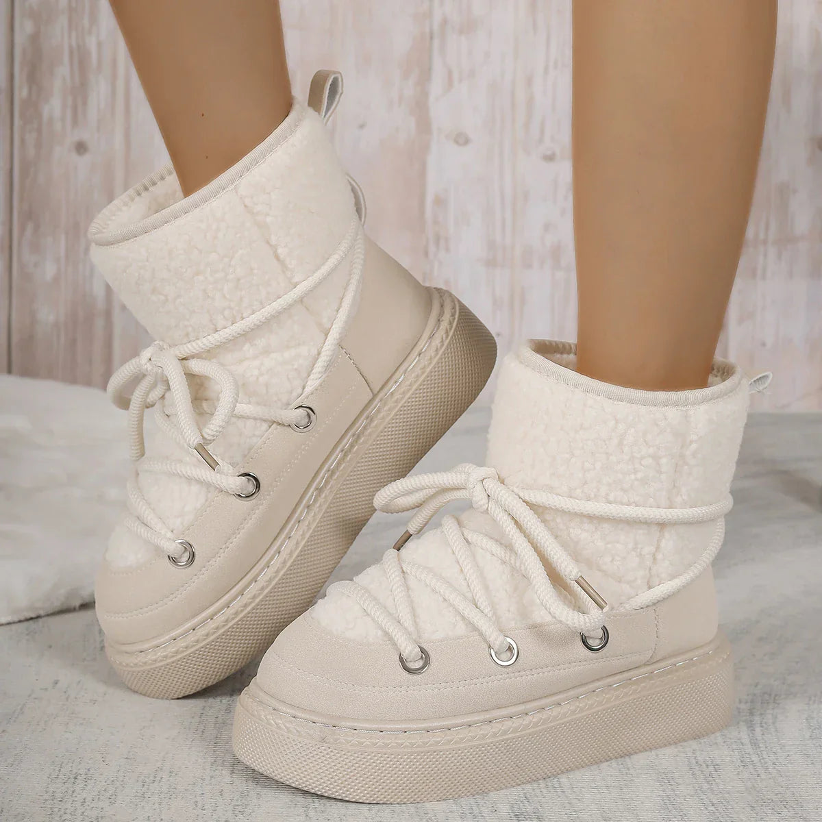 Lucasta orthopedic lace-up ankle boots in Beige