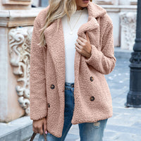 Octavia teddy double-breasted coat in Pink