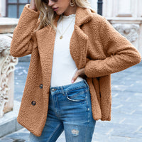 Octavia teddy double-breasted coat in Camel