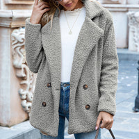 Octavia teddy double-breasted coat in Light Grey