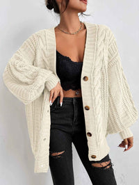Ulyssa | Women's Oversized Cable Knit Cardigan Balloon Sleeve