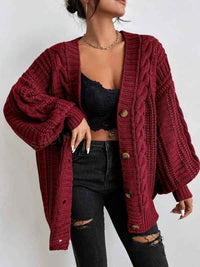 Ulyssa | Women's Oversized Cable Knit Cardigan Balloon Sleeve