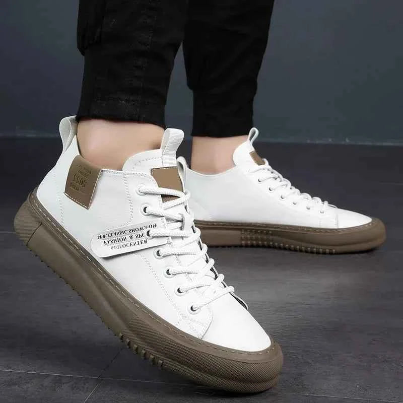 Lancaster | Men's Orthopedic High-Top Sneakers in White and Black