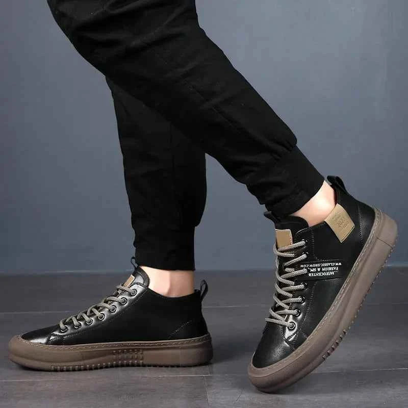 Lancaster | Men's Orthopedic High-Top Sneakers in White and Black