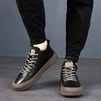 Lancaster | Men's Orthopedic High-Top Sneakers in White and Black