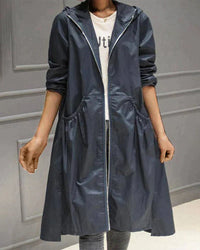 Roxane longline hooded jacket in Dark Blue