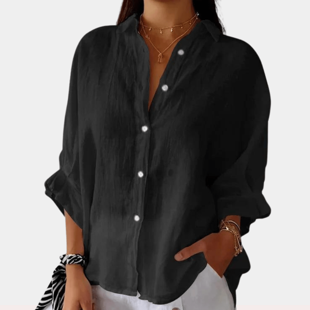 Vera linen blouse in Black