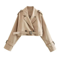 Liesel | Women's Beige Cropped Belted Coat