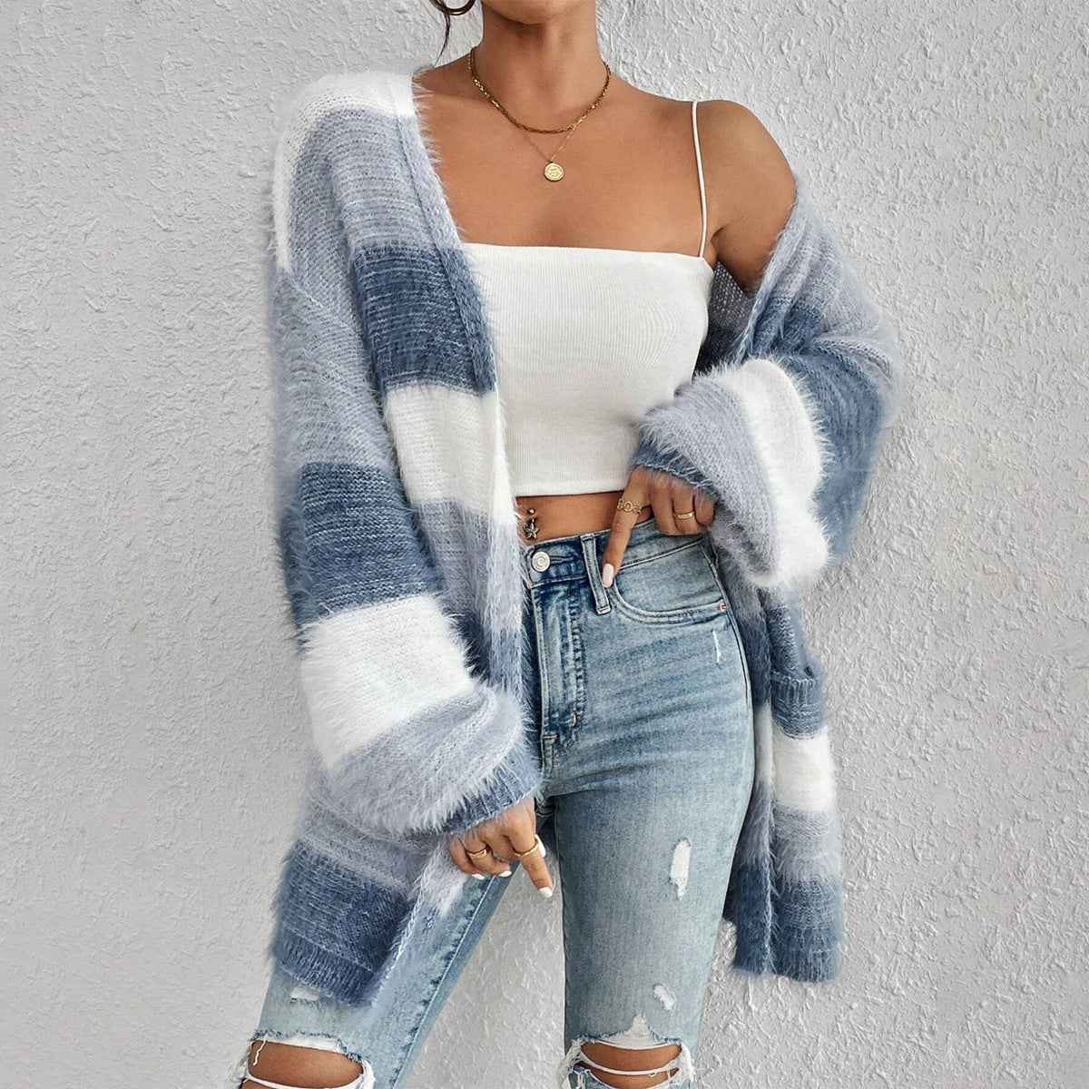 Orlaith | Women's Oversized Open Front Cardigan Light Blue