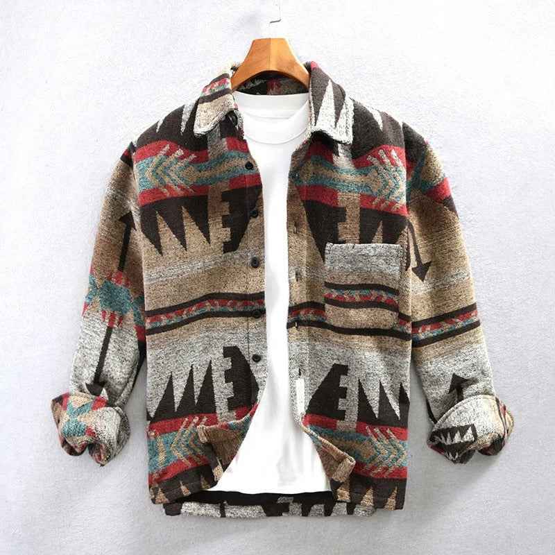 Eilert | Men's Brown and Beige Button-Down Casual Jacket