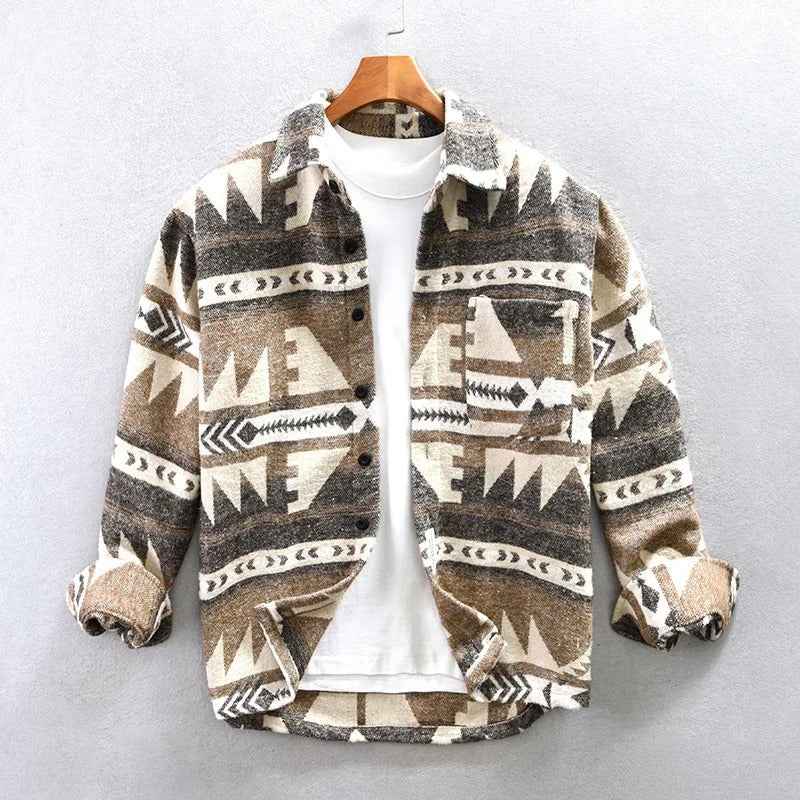 Eilert | Men's Brown and Beige Button-Down Casual Jacket