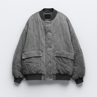 Lilian oversized quilted bomber jacket in Grey