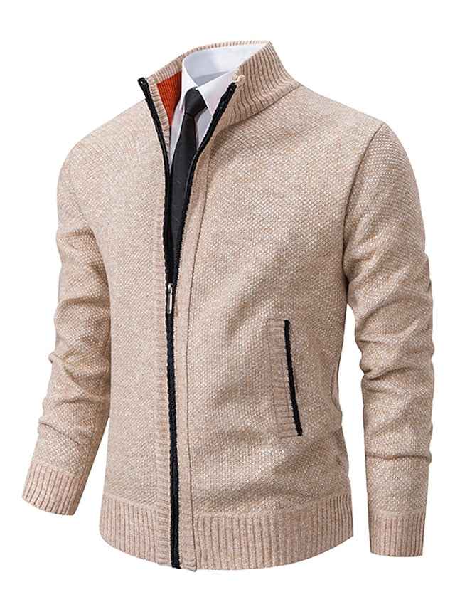 Lambert | Men's Zip-Up Ribbed Knit Cardigan with Stand Collar