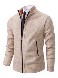 Lambert | Men's Zip-Up Ribbed Knit Cardigan with Stand Collar