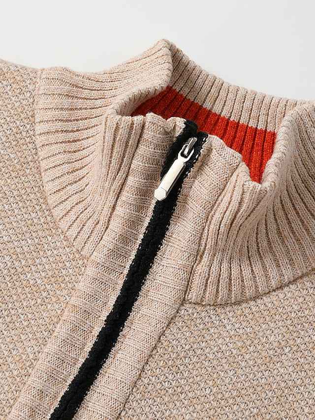 Lambert | Men's Zip-Up Ribbed Knit Cardigan with Stand Collar