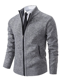 Lambert zip-up ribbed knit cardigan in Grey