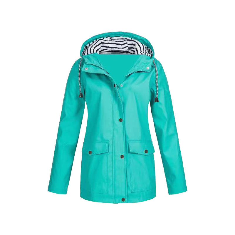 Hermione longline hooded jacket in Turquoise
