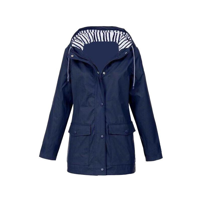 Hermione longline hooded jacket in Navy Blue