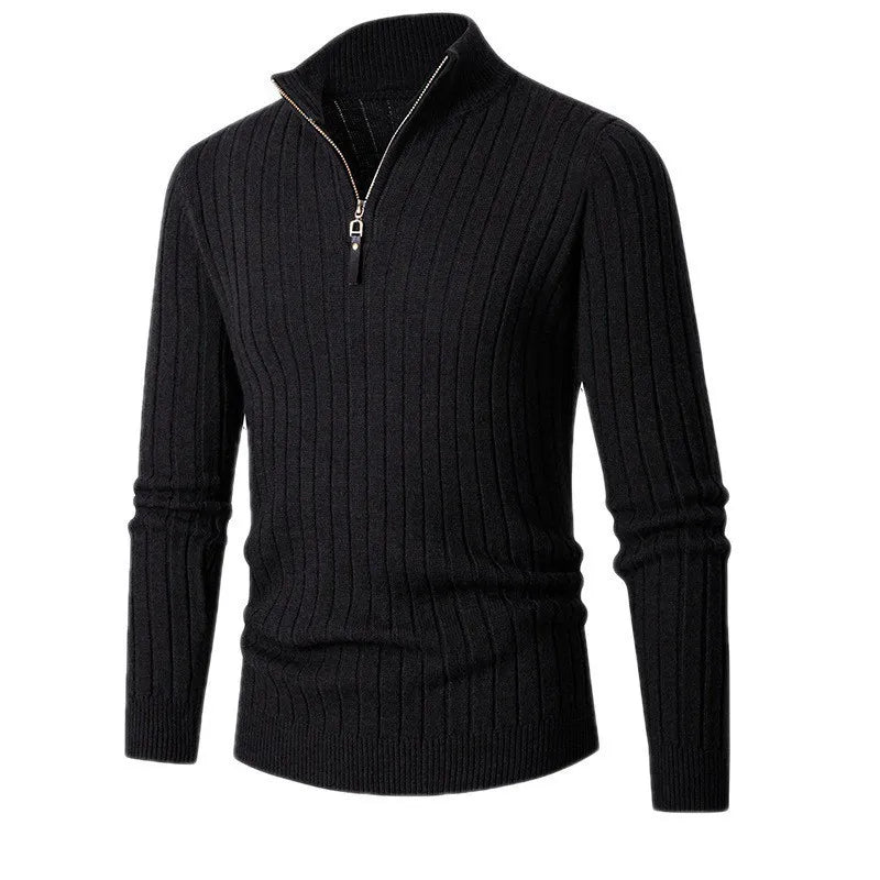 Tremaine half-zip ribbed jumper in Black