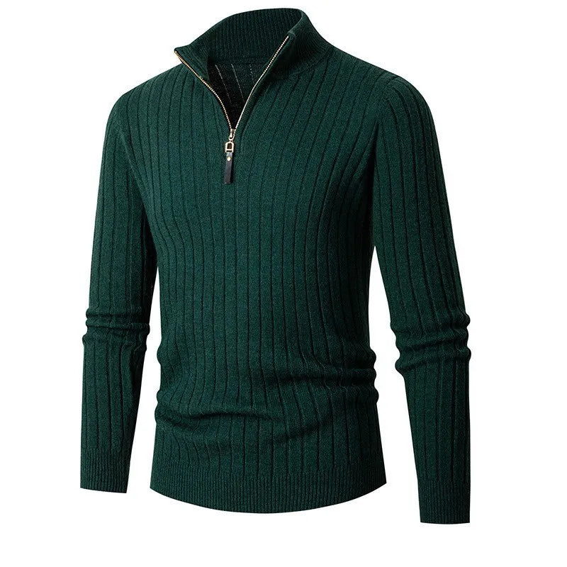 Tremaine half-zip ribbed jumper in Green