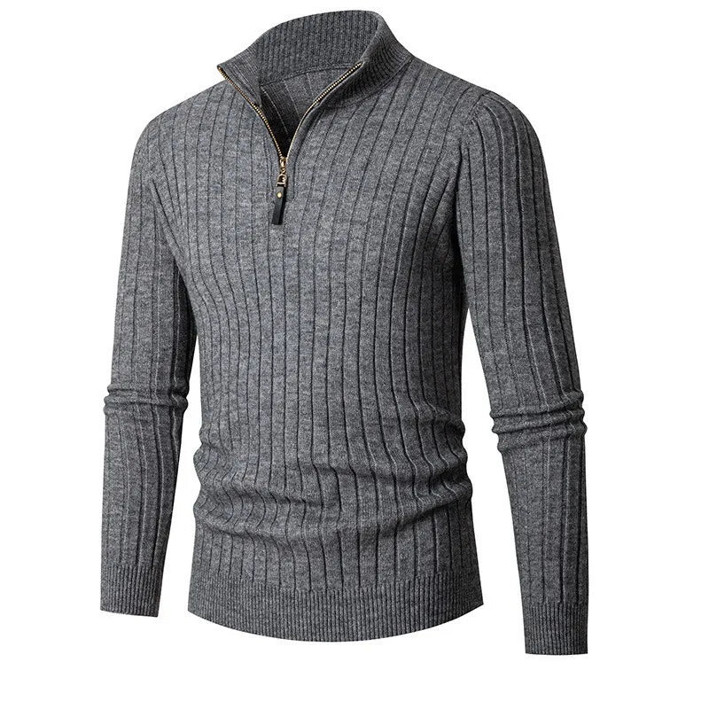 Tremaine half-zip ribbed jumper in Dark Grey