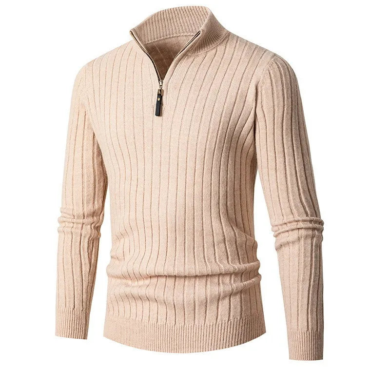 Tremaine half-zip ribbed jumper in Khaki