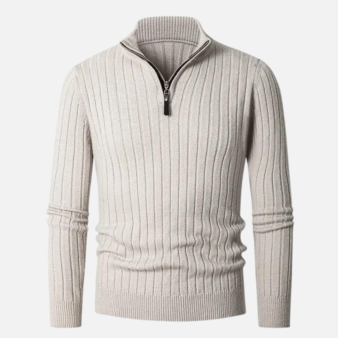 Tremaine half-zip ribbed jumper front view