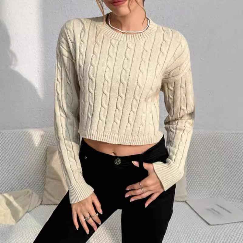 Nicolette | Women's Cropped Cable Knit Jumper
