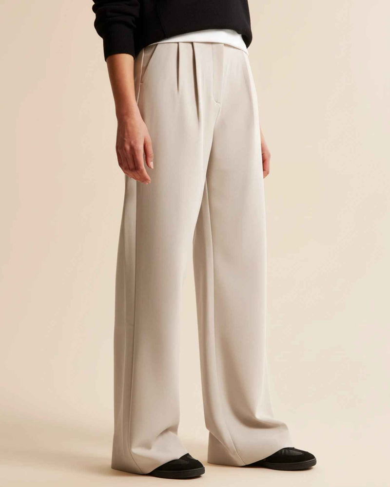 Jolanda | Women's High-Waisted Pleated Wide Leg Trousers
