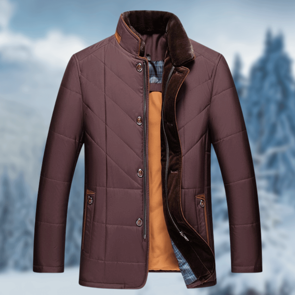 Seymour fur collar quilted puffer jacket in Maroon