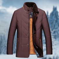 Seymour fur collar quilted puffer jacket in Maroon