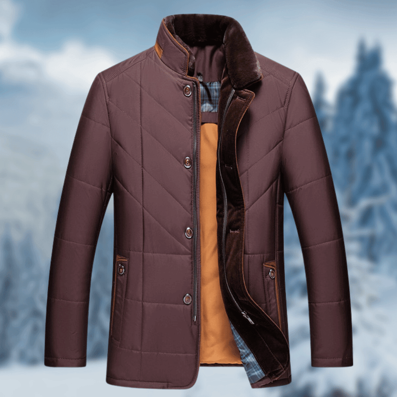 Seymour fur collar quilted puffer jacket in Maroon