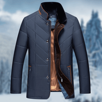 Seymour fur collar quilted puffer jacket in Blue