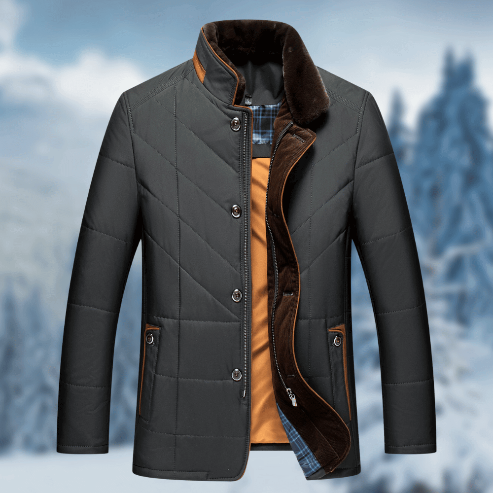 Seymour fur collar quilted puffer jacket in Black