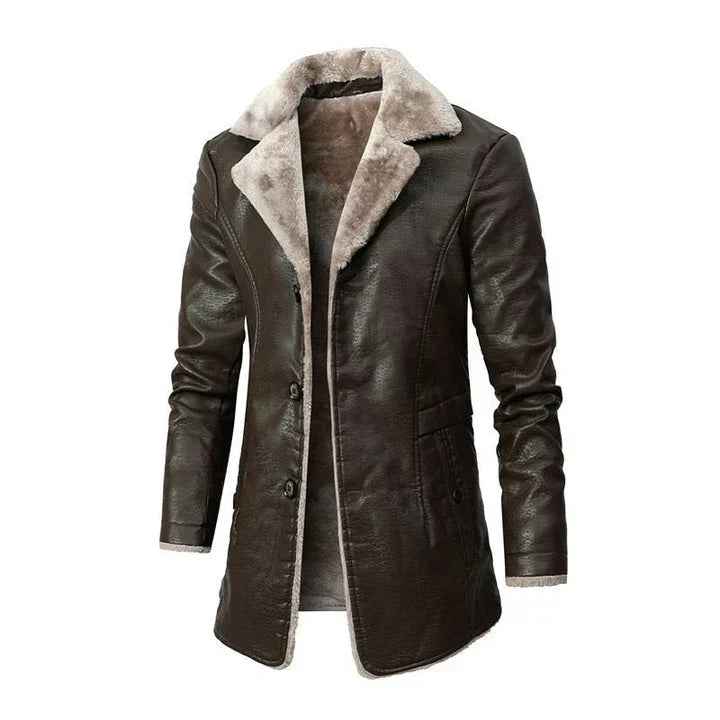 Rochester | Men's Fur Collar Mid-Length Coat Brown and Black