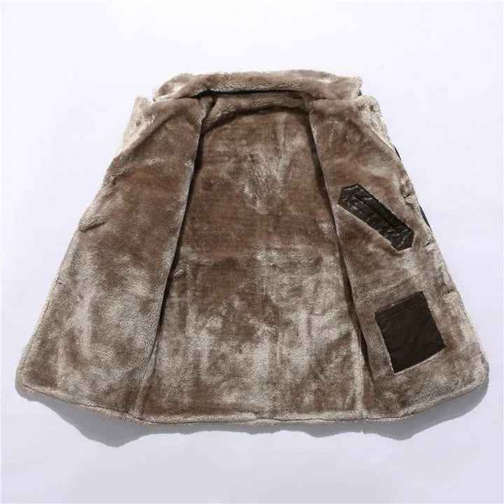 Rochester | Men's Fur Collar Mid-Length Coat Brown and Black