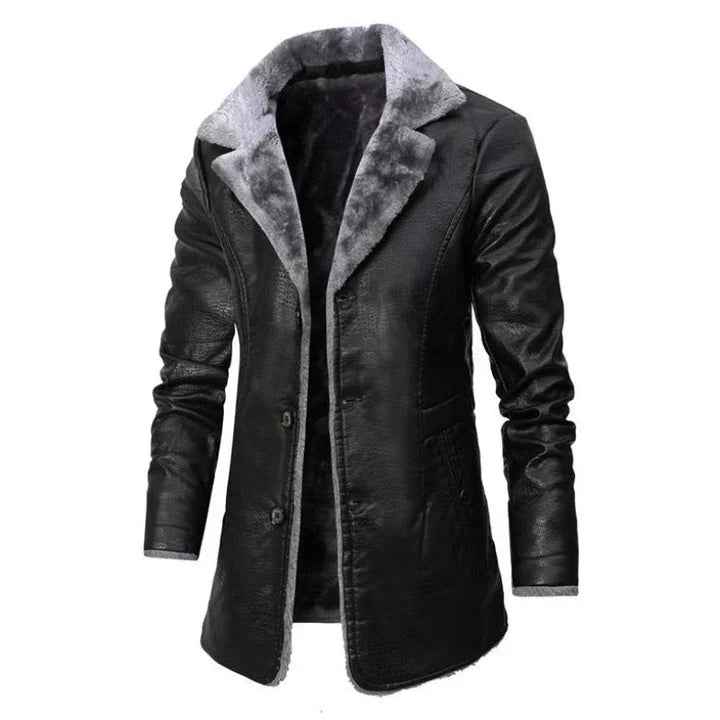 Rochester | Men's Fur Collar Mid-Length Coat Brown and Black