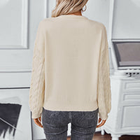 Theophila cable knit crew neck jumper detail view 6