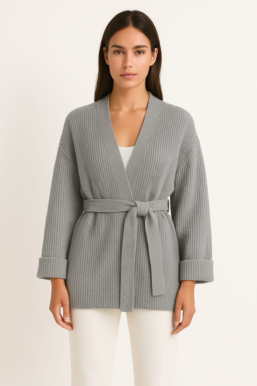 Candela wrap jumper three-quarter sleeve detail
