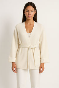 Candela wrap jumper ribbed knit texture detail