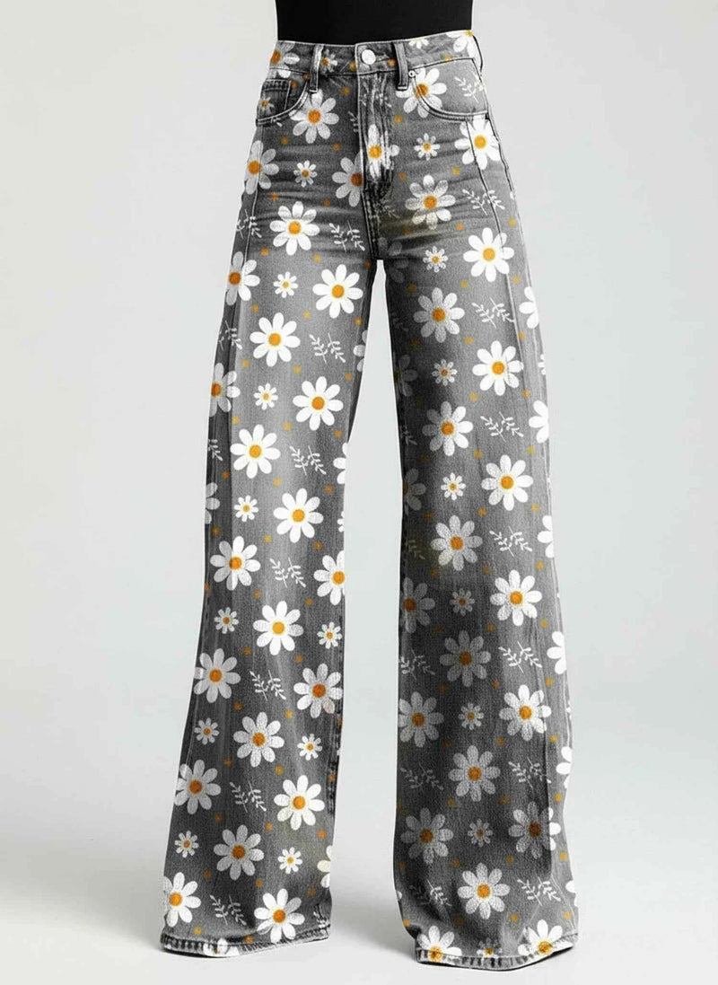 Winnie jeans in White Flower